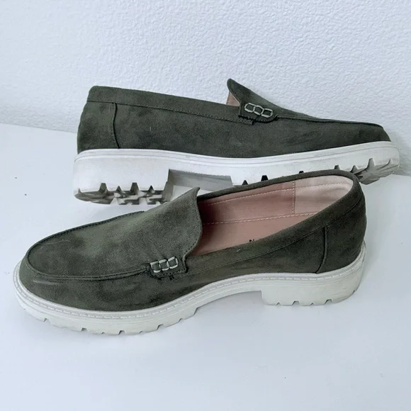 Journee Collection Erika Lug Sole Loafers – Olive Green–Faux Suede Size 8 - Picture 6 of 15